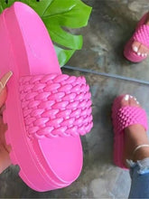 Woven PU Platform Beach Slide
